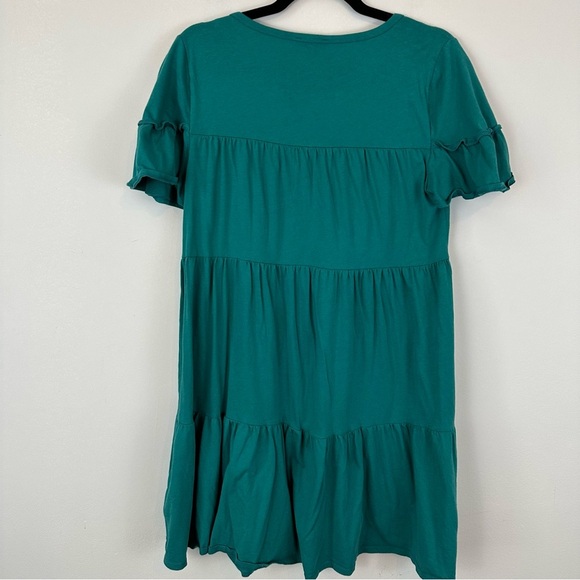 J. Crew | Teal Tiered Short Sleeve Mini Dress Size Medium - Picture 6 of 6